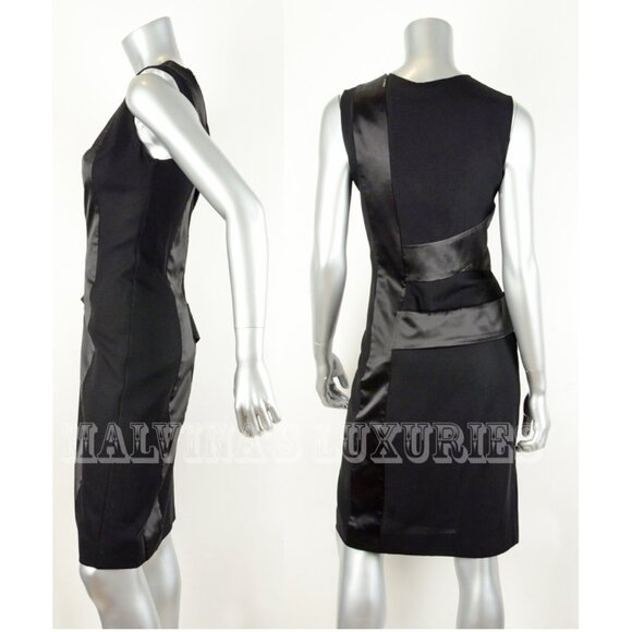 NARCISO RODRIGUEZ DRESS BLACK WOOL & SILK PANELED DESIGN sz IT 42 US 6 - Picture 2 of 8